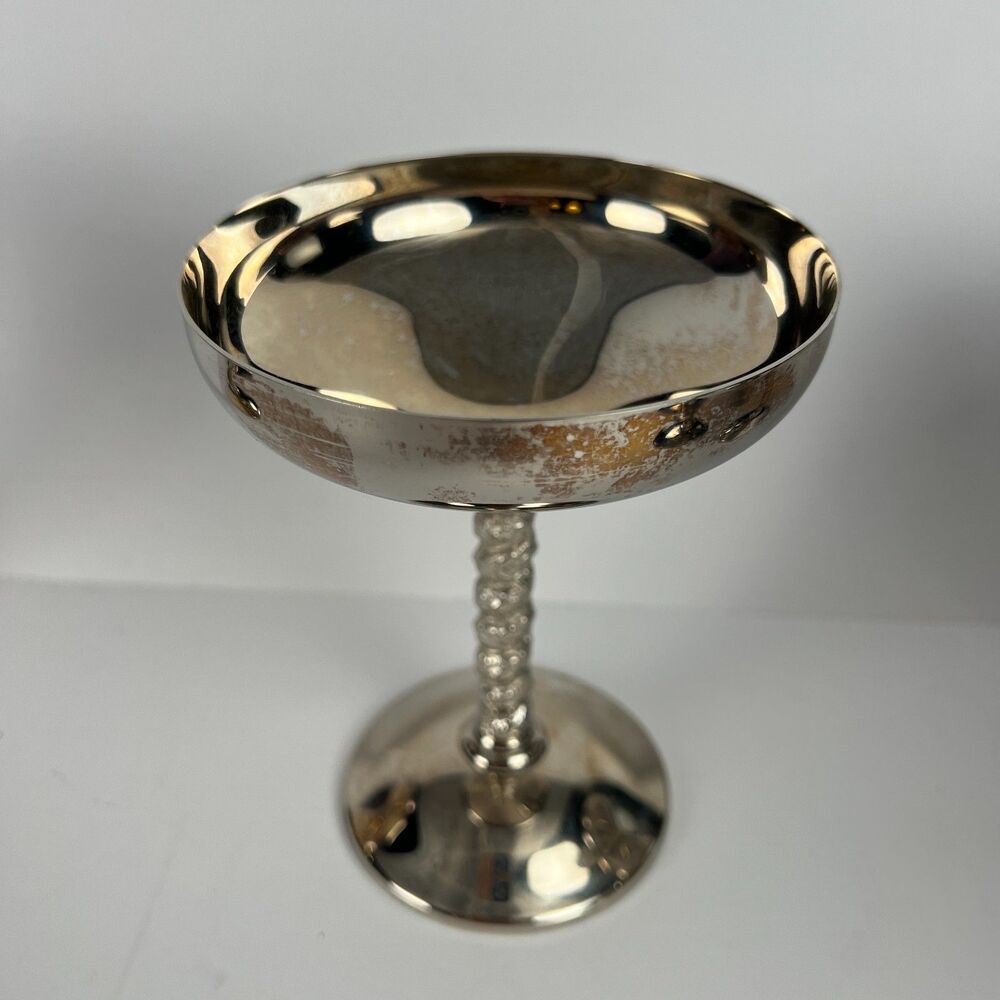 Vtg Roma SL Madrid Spain EP SS Silver Plate Champagne Coupe Set 6 Grape Stem - Picture 10 of 15